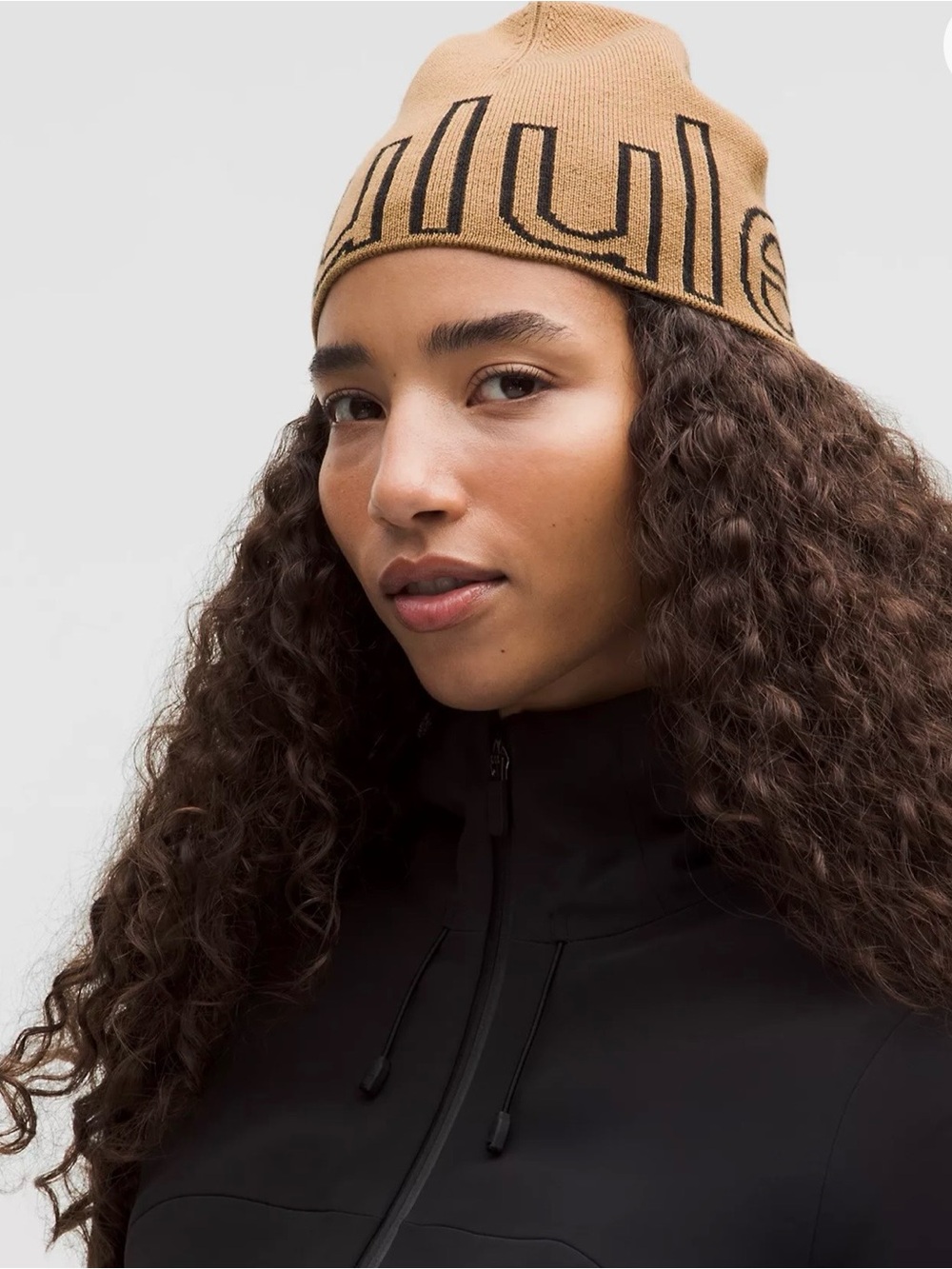 Lululemon wordmark merino wool beanie brown new